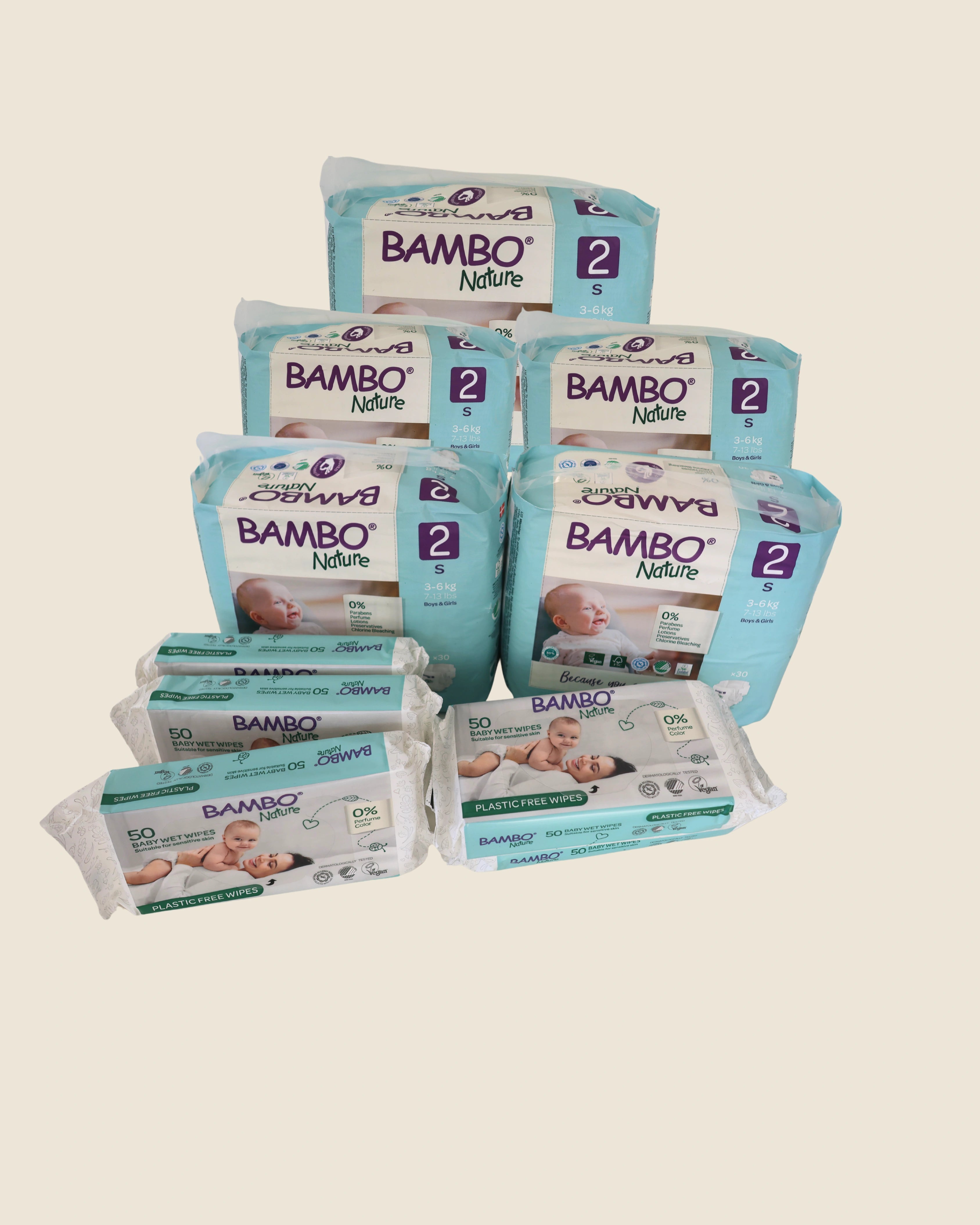 Pack Fraldas + Toalhitas Biodegradáveis Bambo Nature