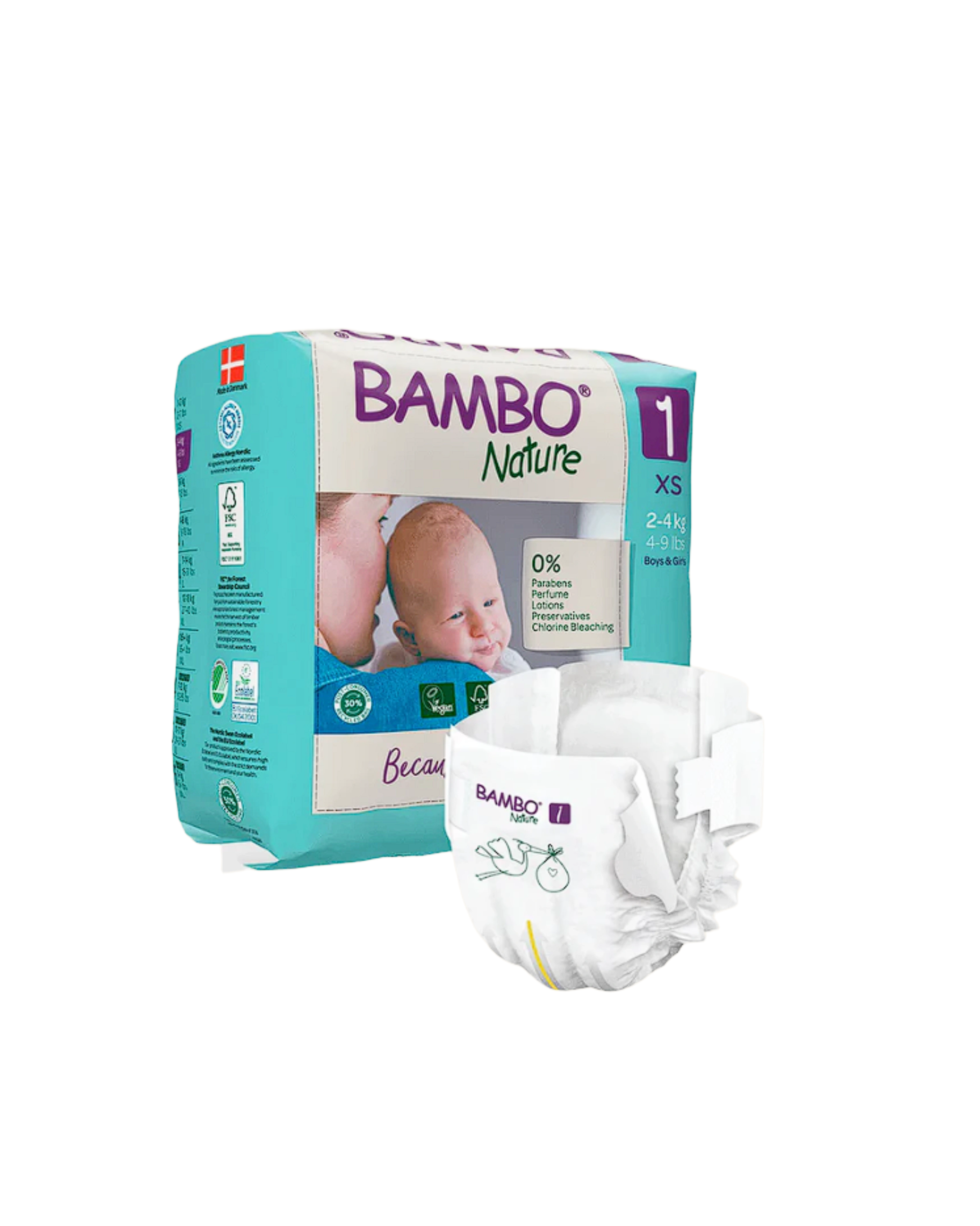 Bambo Nature Fraldas Tamanho 1 XS (2-4Kg) 22 Unidades