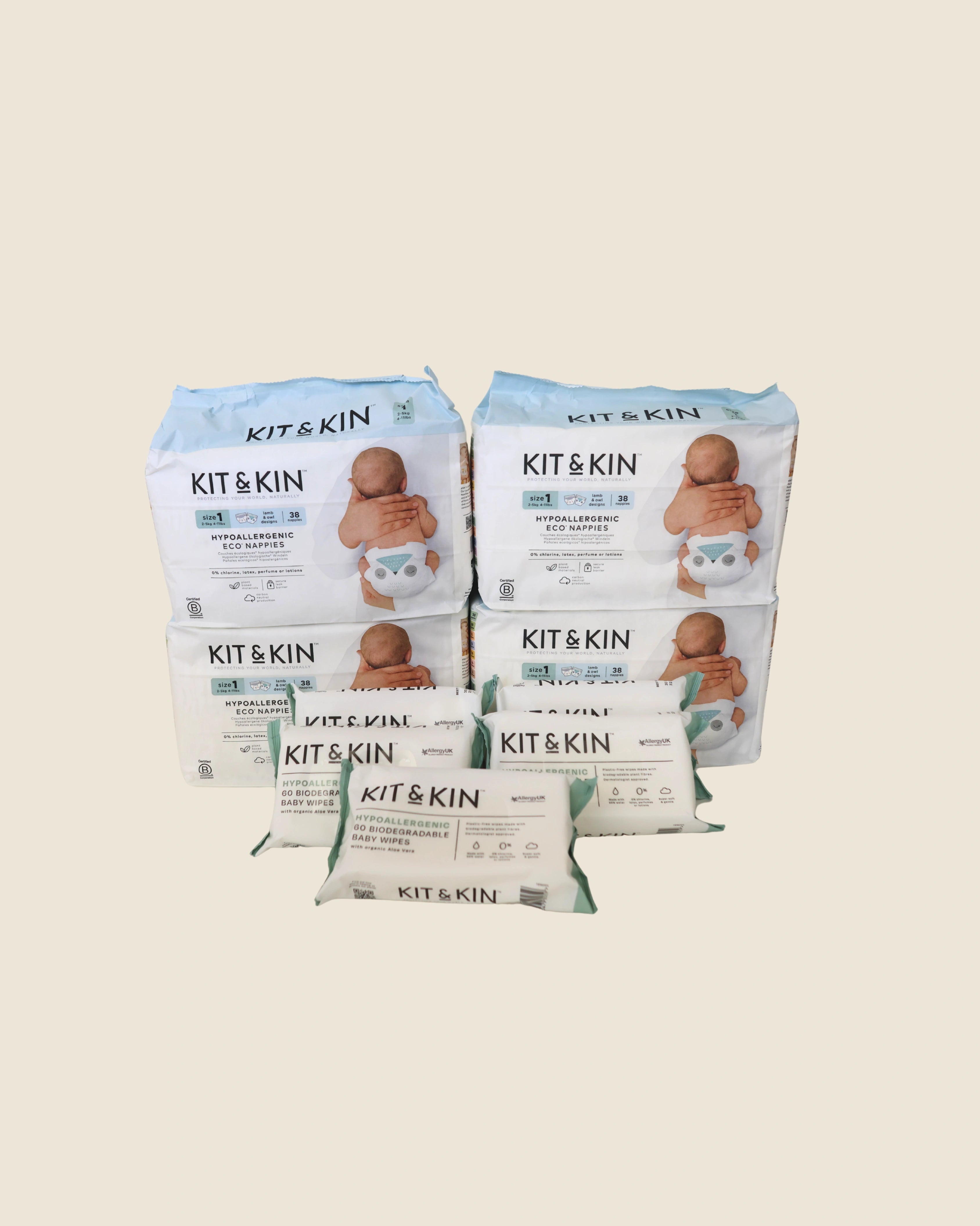 Pack Fraldas + Toalhitas Hipoalergénicas Kit&Kin