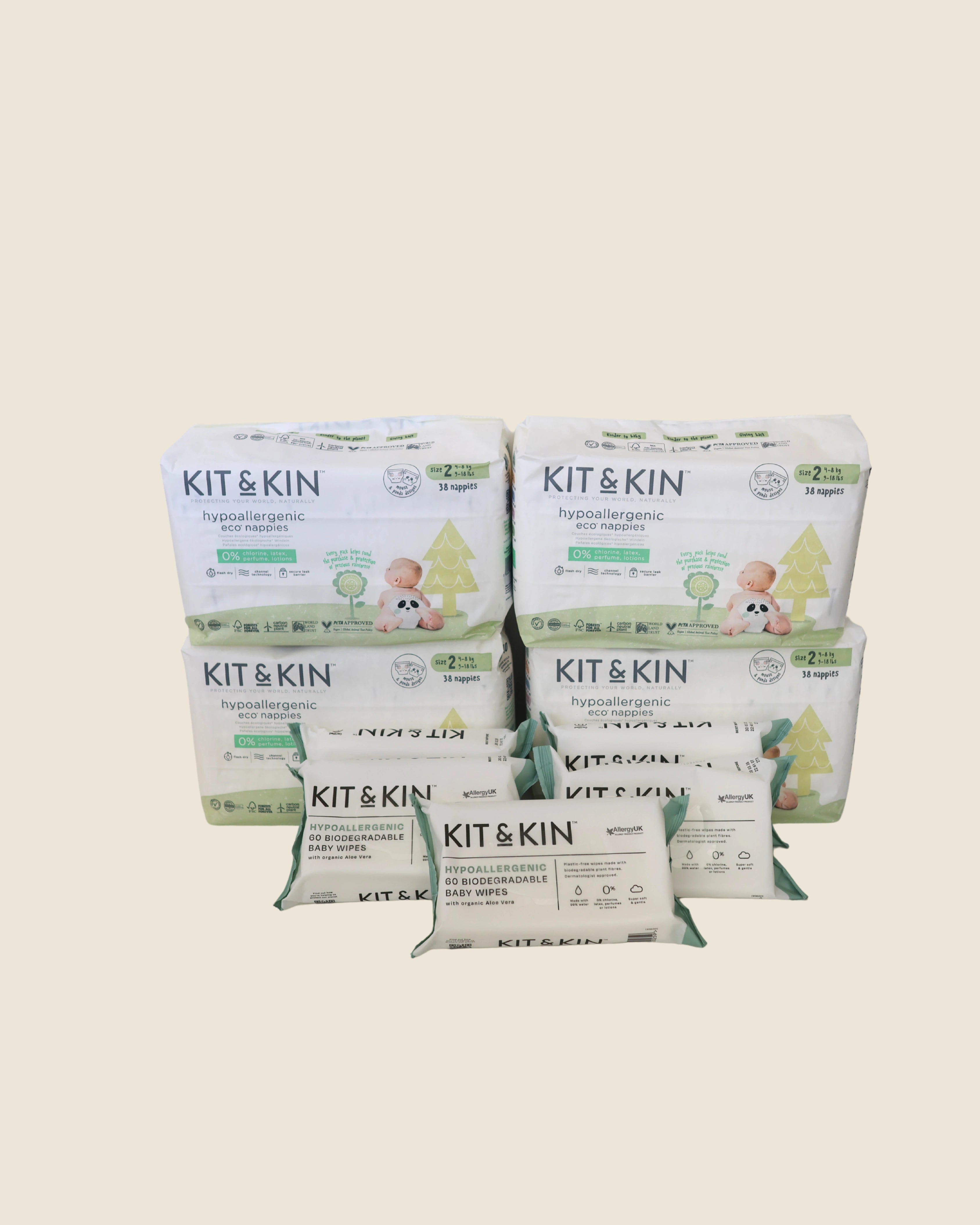 Pack Fraldas + Toalhitas Hipoalergénicas Kit&Kin