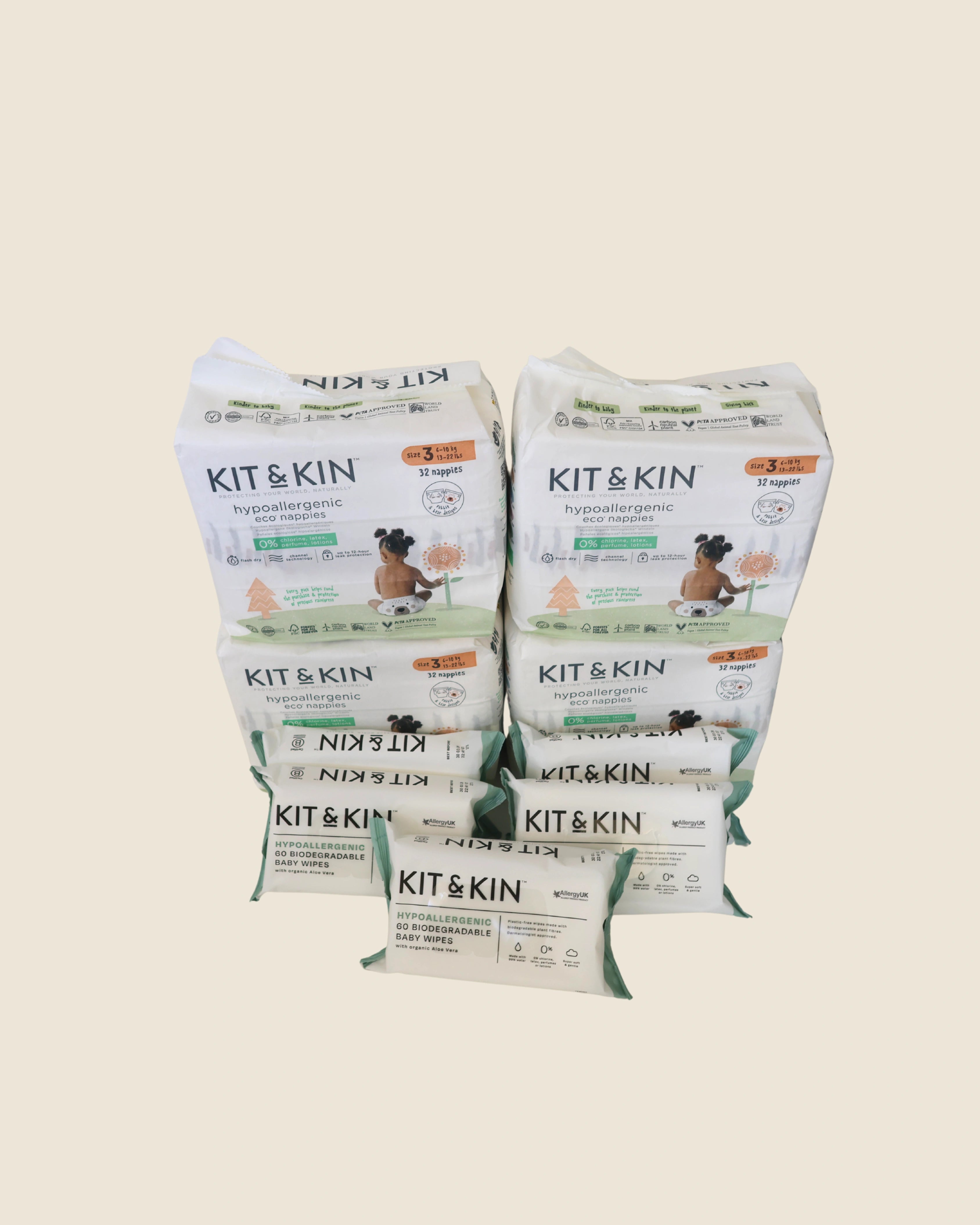 Pack Fraldas + Toalhitas Hipoalergénicas Kit&Kin