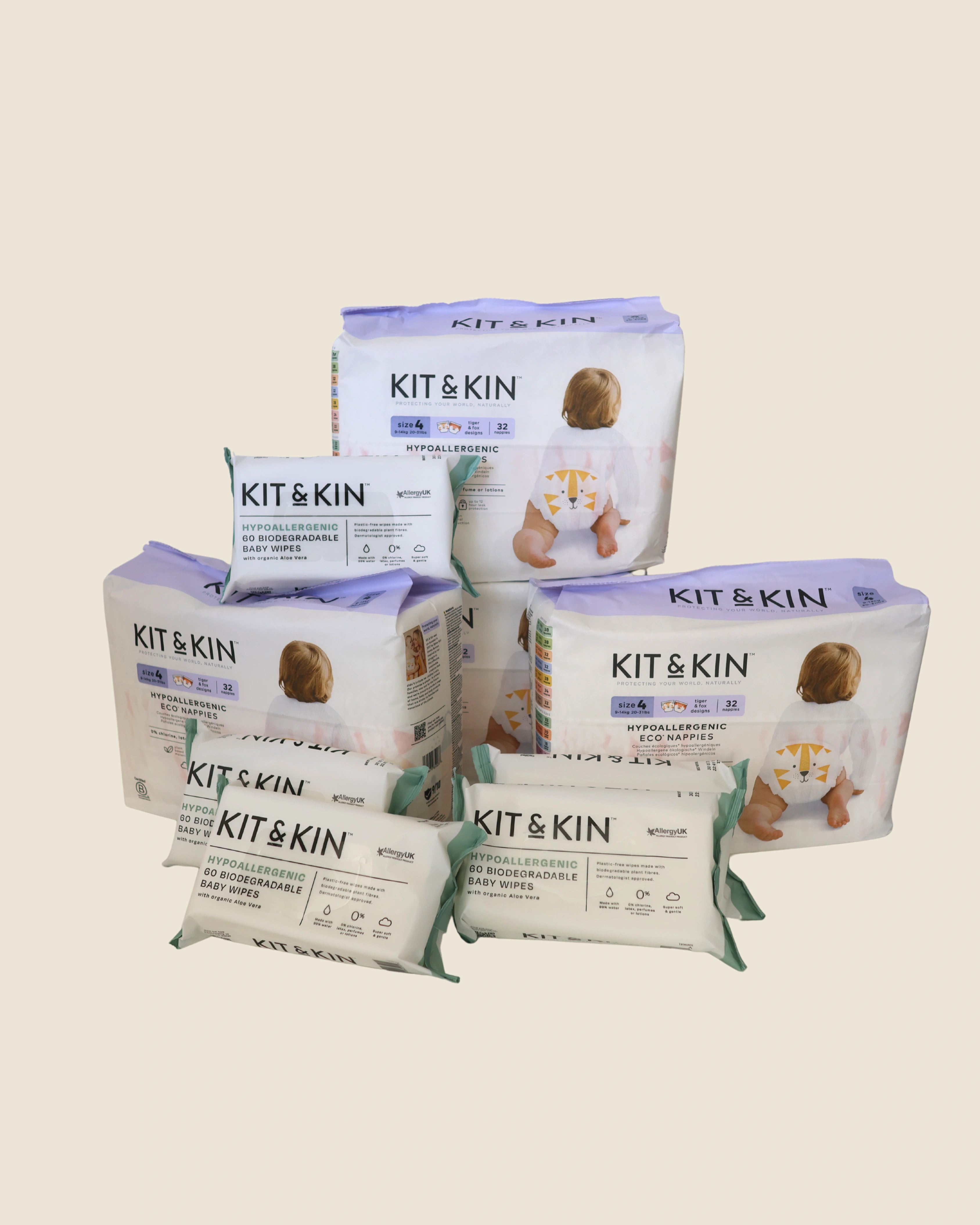 Pack Fraldas + Toalhitas Hipoalergénicas Kit&Kin